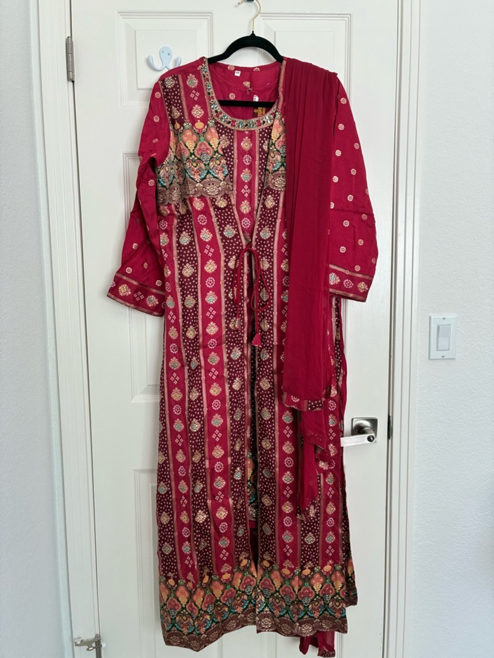 Embroidered Maroon Anarkali Suit with Dupatta
